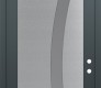 Modern Steel Front Door Diamond C4 36" x 96" anthracite/anthracite frosted Glass Panel stainless steel LHI with Transom frosted Glass