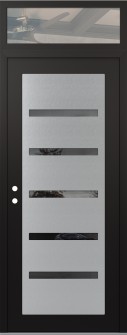 Diamond C7 36" x 96" black/black mirrored Glass Panel stainless steel RHI with Transom clear Glass