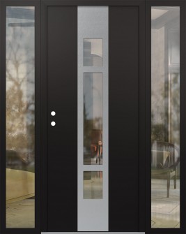 DIAMOND A9 60" X 80" BLACK/BLACK CLEAR GLASS PANEL STAINLESS STEEL RHI WITH 2 SIDELITES CLEAR GLASS