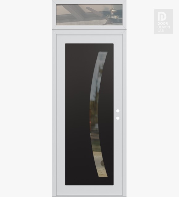 Modern Steel Front Door Diamond C4 36" x 96" white/white clear Glass Panel black LHI with Transom clear Glass