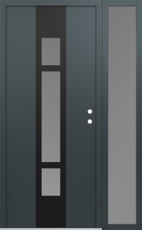 DIAMOND A9 52" X 80" ANTHRACITE/ANTHRACITE FROSTED GLASS PANEL BLACK LHI WITH SIDELITE FROSTED GLASS