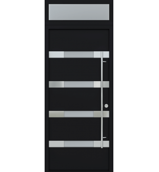 MODERN FRONT STEEL DOOR AURA BLACK/WHITE 37 7/16" X 95 11/16" LHI + TRANSOM