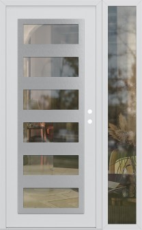Diamond C9 48" x 80" white/white clear Glass Panel stainless steel LHI with Sidelite clear Glass