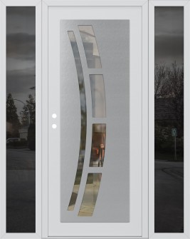 Diamond C12 60" x 80" white/white clear Glass Panel stainless steel RHI with 2 Sidelites mirrored Glass