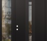 Modern Steel Front Door DIAMOND A3 52" X 96" BLACK/BLACK CLEAR GLASS PANEL BLACK RHI WITH SIDELITE AND TRANSOM CLEAR GLASS