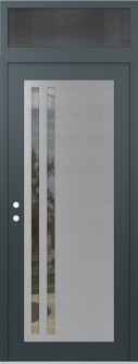 Diamond C6 36" x 96" anthracite/anthracite clear Glass Panel stainless steel RHI with Transom mirrored Glass