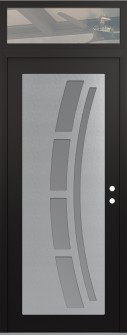 Diamond C12 36" x 96" black/white frosted Glass Panel stainless steel LHI with Transom clear Glass