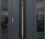 Modern Steel Front Door DIAMOND A5 64" X 80" ANTHRACITE/ANTHRACITE FROSTED GLASS PANEL BLACK RHI WITH 2 SIDELITES MIRRORED GLASS