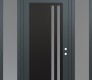 Modern Steel Front Door Diamond C6 60" x 96" anthracite/anthracite frosted Glass Panel black LHI with 2 Sidelites and Transom frosted Glass