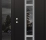 Modern Steel Front Door DIAMOND A9 52" X 80" BLACK/BLACK MIRRORED GLASS PANEL STAINLESS STEEL RHI WITH SIDELITE MIRRORED GLASS