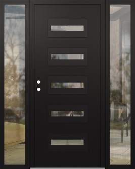 Diamond D4 68" x 80" black/black Clear Glass Panel black RHI with 2 Sidelites Clear Glass