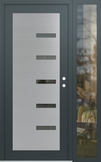 Diamond C8 48" x 80" anthracite/anthracite mirrored Glass Panel stainless steel LHI with Sidelite clear Glass