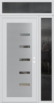 Diamond C8 48" x 96" white/white clear Glass Panel stainless steel LHI with Sidelite and Transom mirrored Glass