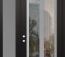Modern Steel Front Door Diamond C14 50" x 96" black/black clear Glass Panel stainless steel RHI with Sidelite and Transom frosted Glass