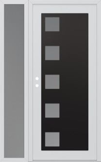 Diamond C5 50" x 80" white/white frosted Glass Panel black RHI with Sidelite frosted Glass