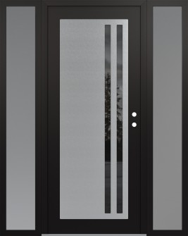Diamond C6 68" x 80" black/black mirrored Glass Panel stainless steel LHI with 2 Sidelites frosted Glass
