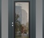 Modern Steel Front Door Diamond C1 60" x 96" anthracite/anthracite clear Glass Panel black RHI with 2 Sidelites and Transom frosted Glass