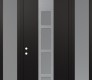 Modern Steel Front Door DIAMOND A10 64" X 96" BLACK/WHITE FROSTED GLASS PANEL STAINLESS STEEL RHI WITH 2 SIDELITES AND TRANSOM FROSTED GLASS