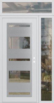 Diamond C10 52" x 96" white/white clear Glass Panel stainless steel LHI with Sidelite and Transom clear Glass