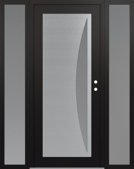 Diamond C13 64" x 80" black/white frosted Glass Panel stainless steel LHI with 2 Sidelites frosted Glass