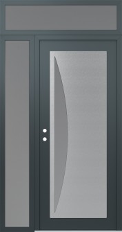 Diamond C13 48" x 96" anthracite/anthracite frosted Glass Panel stainless steel RHI with Sidelite and Transom frosted Glass