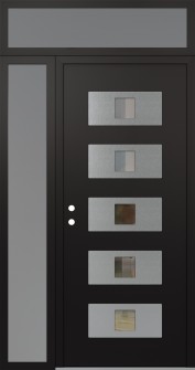 Diamond D8 50" x 96" black/black clear Glass Panel stainless steel RHI with Sidelite and Transom frosted Glass