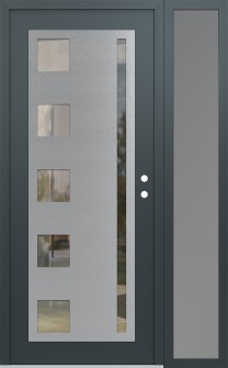 Diamond C3 52" x 80" anthracite/anthracite clear Glass Panel stainless steel LHI with Sidelite frosted Glass