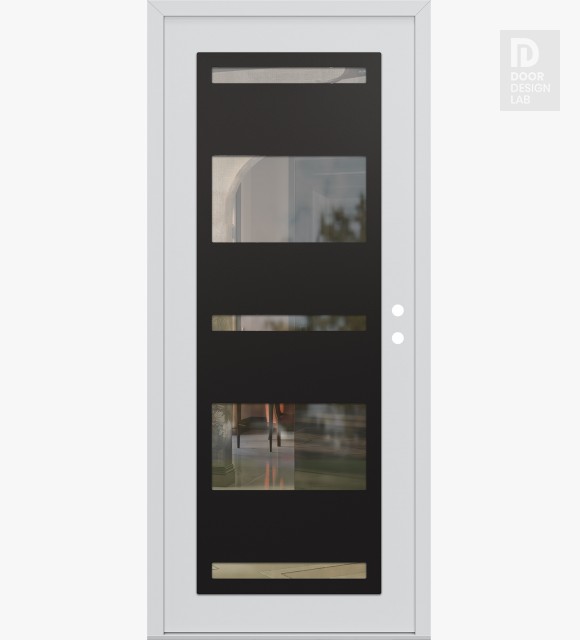 Modern Steel Front Door Diamond C10 36" x 80" white/white clear Glass Panel black LHI