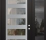 Modern Steel Front Door Diamond C9 50" x 96" black/black clear Glass Panel stainless steel LHI with Sidelite and Transom mirrored Glass