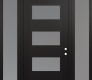 Modern Steel Front Door Diamond C2 68" x 96" black/white frosted Glass Panel black LHI with 2 Sidelites and Transom frosted Glass