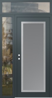 Diamond C1 52" x 96" anthracite/anthracite frosted Glass Panel stainless steel RHI with Sidelite and Transom clear Glass