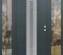 Modern Steel Front Door DIAMOND A5 60" X 80" ANTHRACITE/ANTHRACITE FROSTED GLASS PANEL STAINLESS STEEL LHI WITH 2 SIDELITES CLEAR GLASS