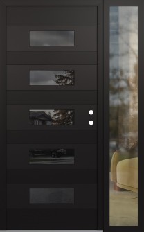 Diamond D5 50" x 80" black/black mirrored Glass Panel black LHI with Sidelite clear Glass