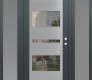 Modern Steel Front Door Diamond C10 60" x 80" anthracite/anthracite clear Glass Panel stainless steel LHI with 2 Sidelites frosted Glass
