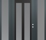 Modern Steel Front Door Diamond C14 68" x 96" anthracite/anthracite frosted Glass Panel black LHI with 2 Sidelites and Transom frosted Glass