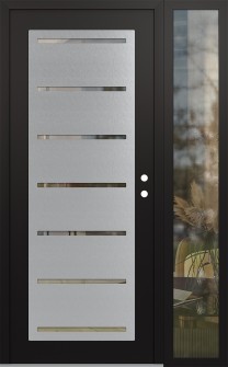 Diamond C11 52" x 80" black/black clear Glass Panel stainless steel LHI with Sidelite clear Glass