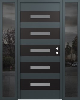 Diamond D9 64" x 80" anthracite/anthracite frosted Glass Panel black LHI with 2 Sidelites mirrored Glass