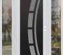 Modern Steel Front Door Diamond C12 64" x 80" white/white frosted Glass Panel black LHI with 2 Sidelites clear Glass