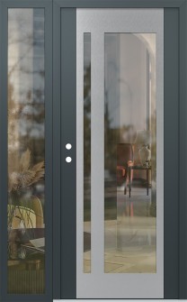 Diamond C15 52" x 80" anthracite/anthracite clear Glass Panel stainless steel RHI with Sidelite clear Glass