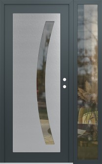 Diamond C4 48" x 80" anthracite/anthracite clear Glass Panel stainless steel LHI with Sidelite clear Glass