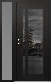 Diamond C15 52" x 80" black/black mirrored Glass Panel black RHI with Sidelite frosted Glass