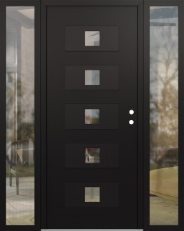 Diamond D8 68" x 80" black/black Clear Glass Panel black LHI with 2 Sidelites Clear Glass