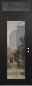 Diamond C1 36" x 96" black/black clear Glass Panel black LHI with Transom mirrored Glass