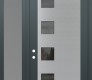 Modern Steel Front Door Diamond C5 50" x 96" anthracite/anthracite mirrored Glass Panel stainless steel RHI with Sidelite and Transom frosted Glass