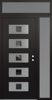 Diamond D8 48" x 96" black/black mirrored Glass Panel stainless steel LHI with Sidelite and Transom frosted Glass