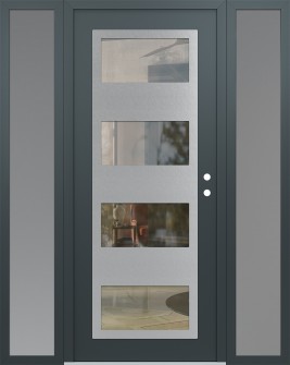 Diamond C2 68" x 80" anthracite/anthracite clear Glass Panel stainless steel LHI with 2 Sidelites frosted Glass