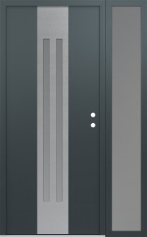 DIAMOND A8 48" X 80" ANTHRACITE/ANTHRACITE FROSTED GLASS PANEL STAINLESS STEEL LHI WITH SIDELITE FROSTED GLASS