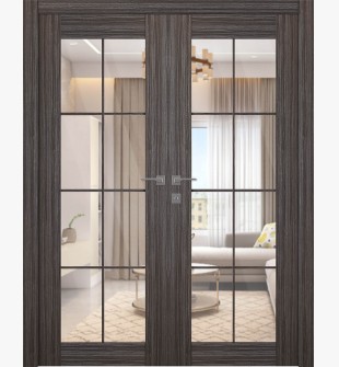 Palladio 8 Lite Clear Vetro Gray Oak Double doors