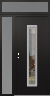 DIAMOND A11 50" X 96" BLACK/BLACK CLEAR GLASS PANEL STAINLESS STEEL RHI WITH SIDELITE AND TRANSOM FROSTED GLASS