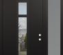 DIAMOND A9 52" X 96" BLACK/BLACK CLEAR GLASS PANEL BLACK RHI WITH SIDELITE AND TRANSOM FROSTED GLASS